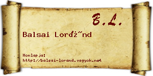 Balsai Loránd névjegykártya